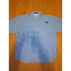 Columbia PFG Shirt Mens XXL Blue Plaid Houndstooth Lining